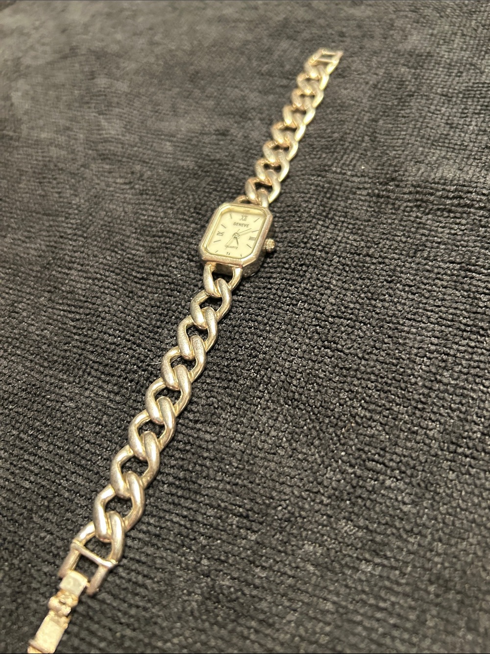 Vintage Geneve Sterling Silver Chain Link Bracelet Watch